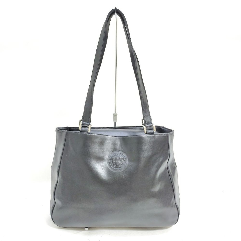 Versace Black Leather Tote Bag